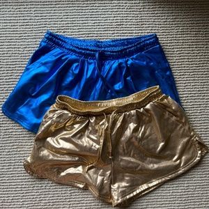 Metallic blue and gold shorts